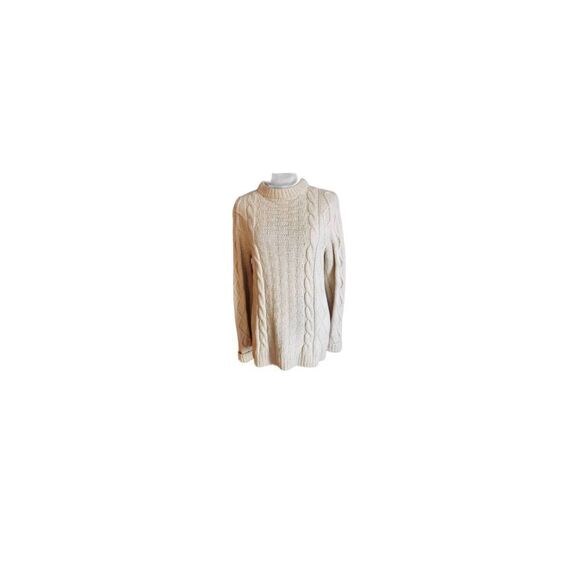 Vintage Fisherman Wool Sweater Cream 50s 60s Minimalist Grandpacore - Picture 1 of 5